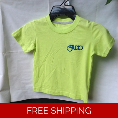 Le Studio Kids Z Lime Green Kid Shirt Black & Blue Embroid Front Logo